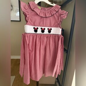 Adorable Red Gingham Kids Dress with Embroidered Accents